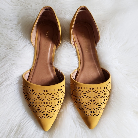 Madden Girl Shoes - **SOLD** Madden Girl Yellow Lasercut D'orsay Flats